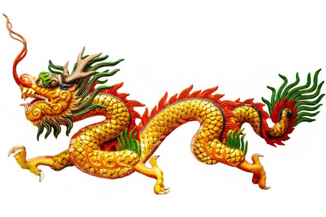 Colorful Chinese Dragon Isolated on White Background