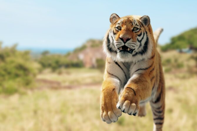 Tiger Attack - Close Up Tiger Running